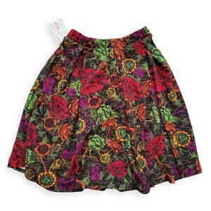 Lularoe Madison Box Pleats w/ Pockets Floral Brown/Orange Skirt Women Sz Small